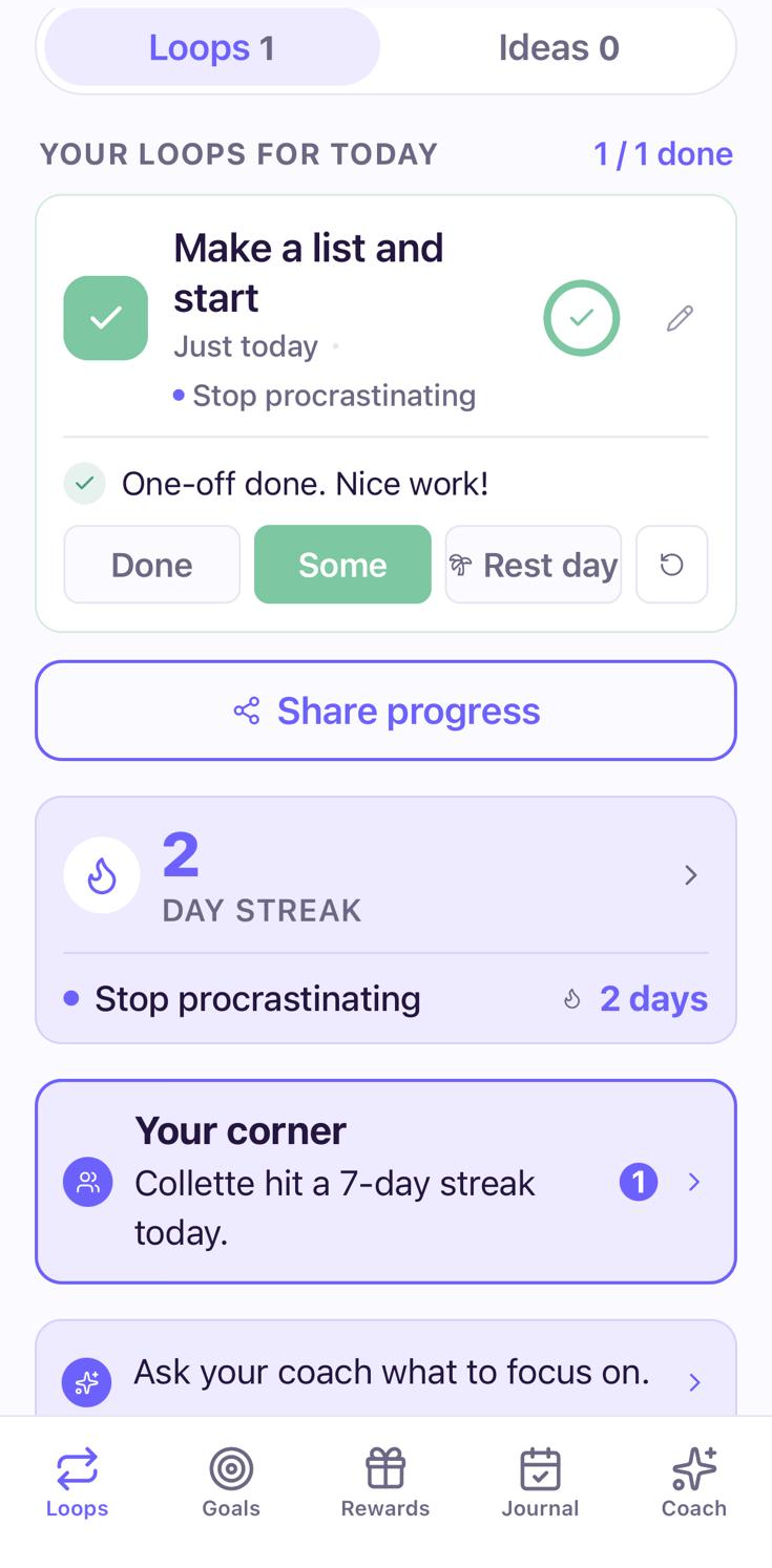 Loops app — Today
